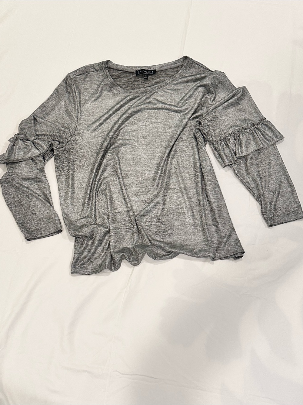 Metallic Knit Top with Ruffle Sleeve (2XL)
